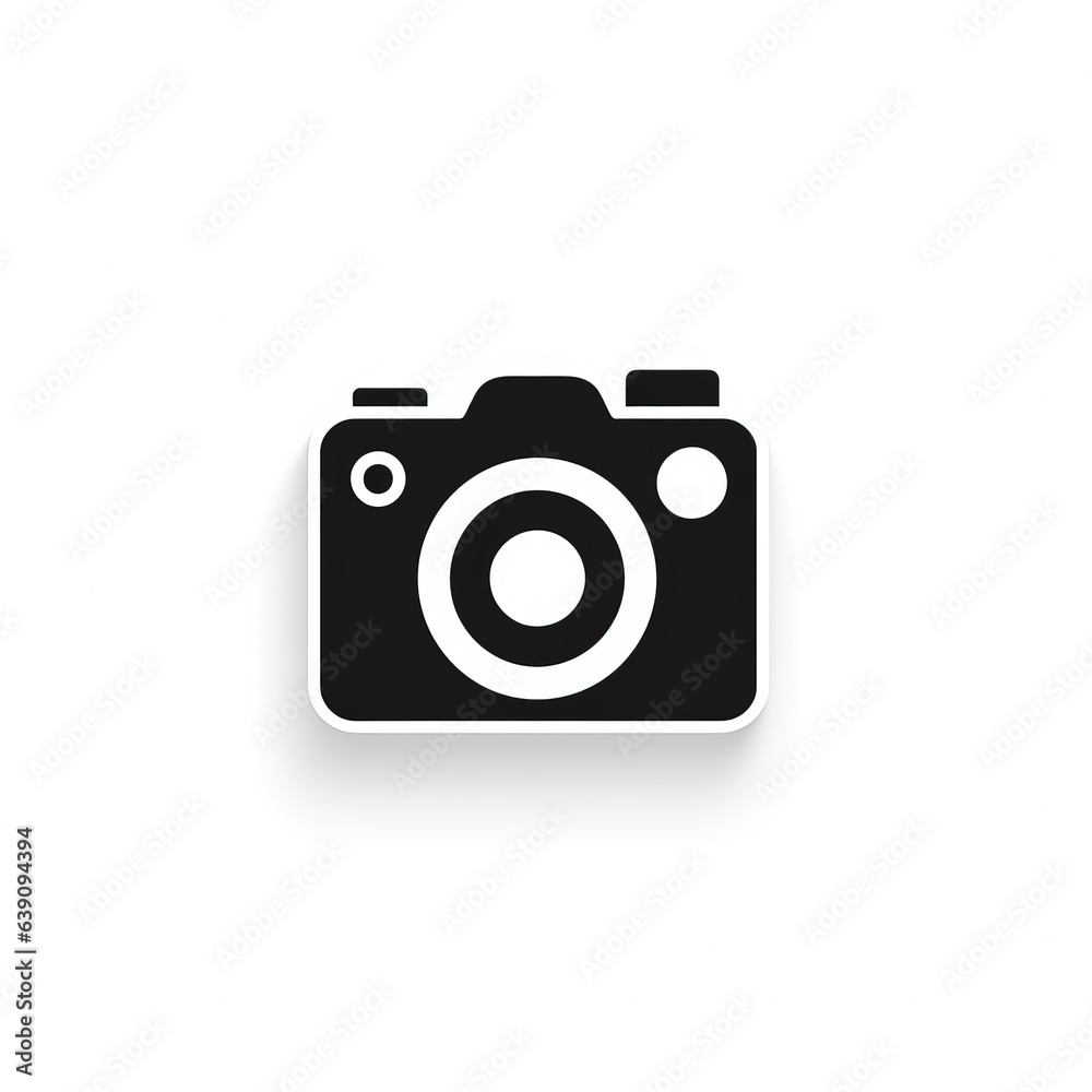 Simple camera icon. Minimalistic. Black and white. Generative AI.