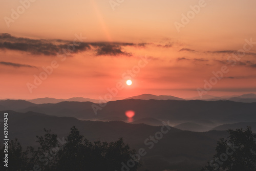 red sunrise over the mountains