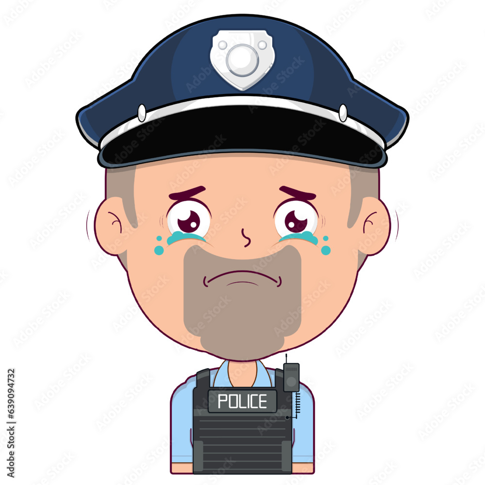 policeman crying and scared face cartoon cute policeman crying and scared face cartoon cute