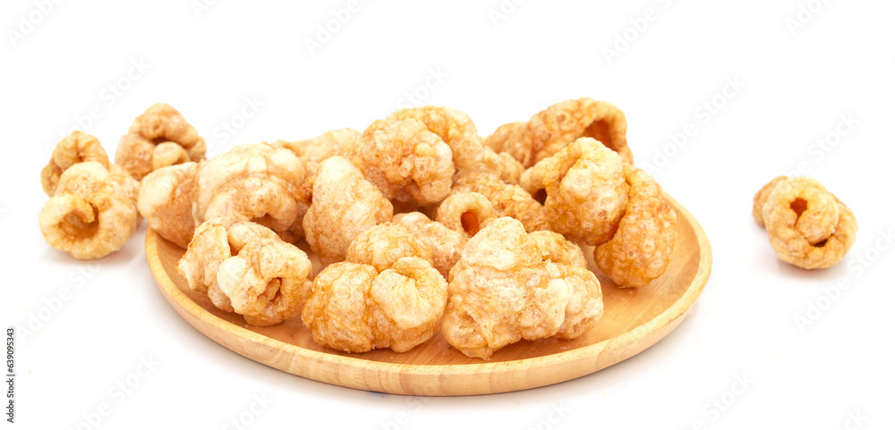 isolated pork rinds on white background isolated pork rinds on white background