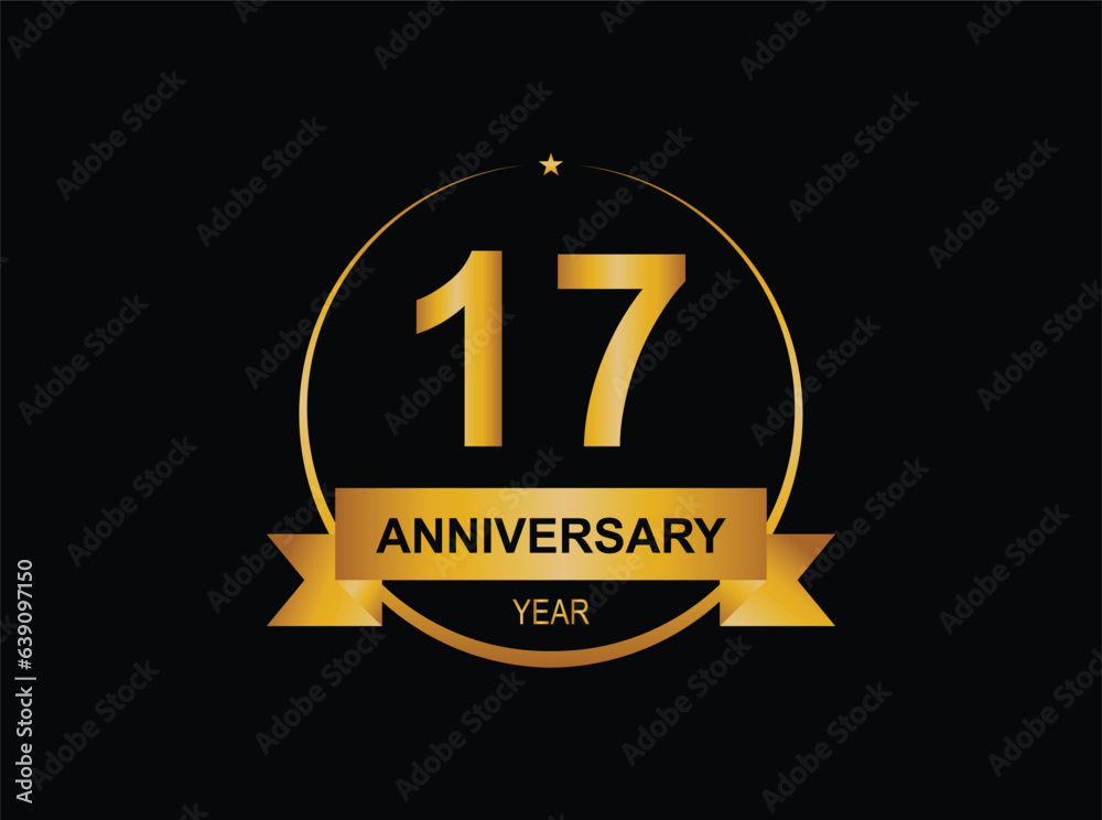 17 years anniversary logo. Vector and illustration. gold anniversary logo. 17 years anniversary logo. Vector and illustration. gold anniversary logo.