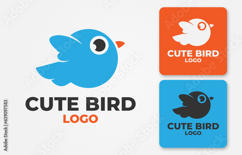 cute bird logo funny and friendly animal vector design for baby kids brand