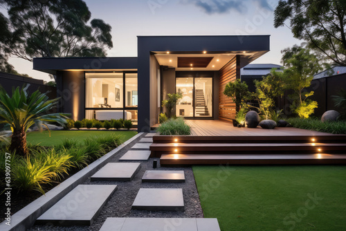 A modern Australian home with front yard © Kien