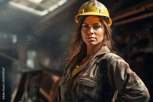 beautiful women construction worker with arms crossed