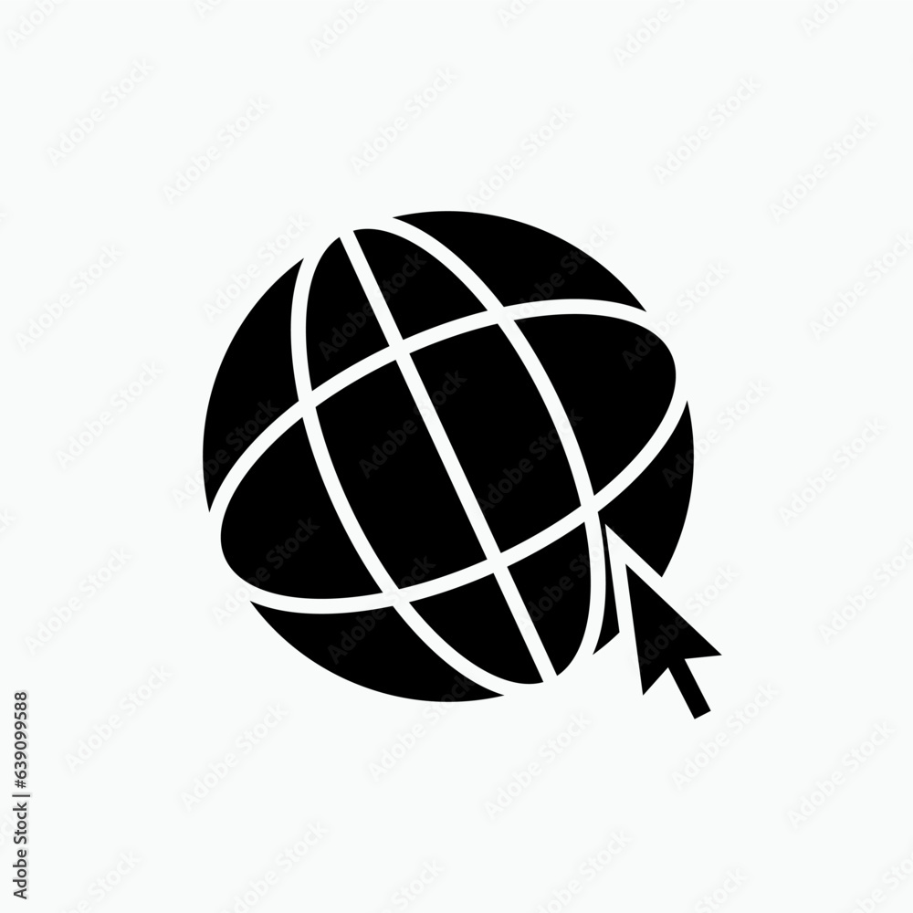Naklejka premium Browser Icon. Globe and Cursor Symbol - Vector.