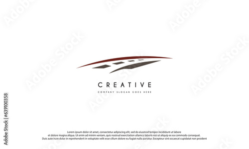 winding road creek logo design vector illustration.