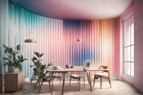 a mesmerizing 3D rendering of a home wall transformed into a gradient dreamscape.  © Ahtesham