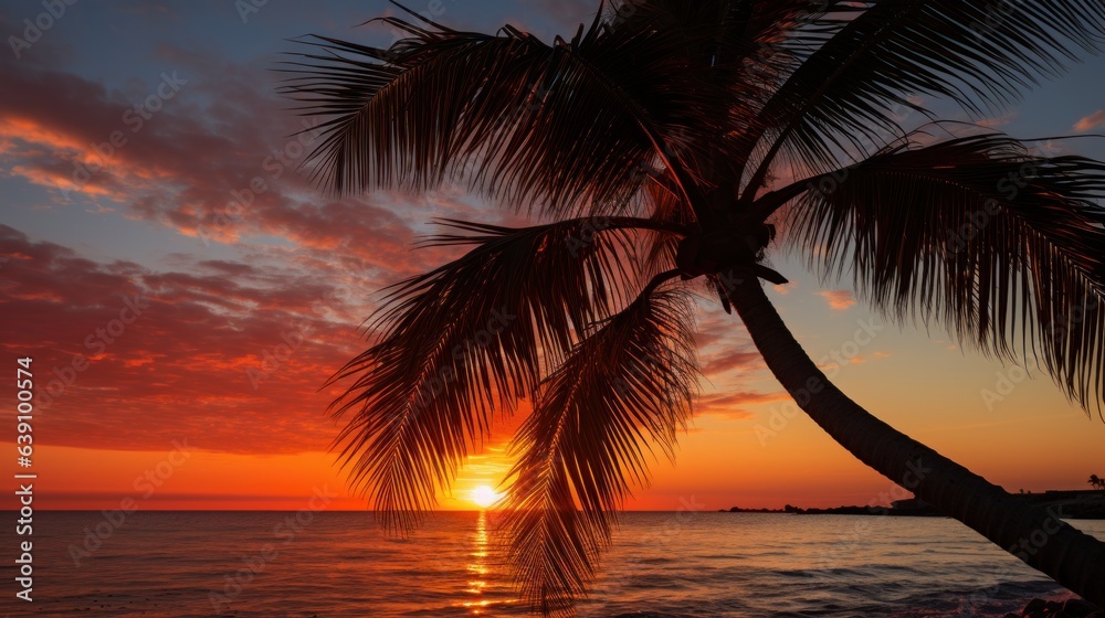 Sunset on palm