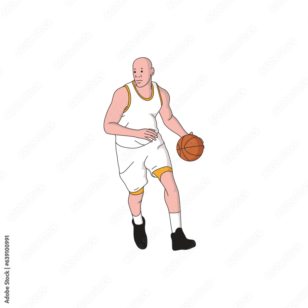 a male basketball player is playing basketball