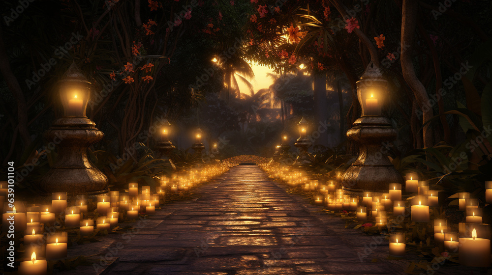 Pathway of Light: A Serene Journey Through Diwali's Glow