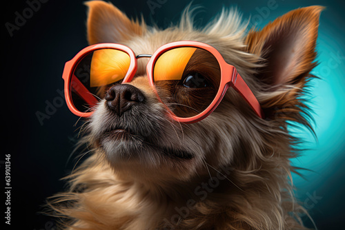 A Dog Rocking Stylish Glasses Eyewear Elegance. Generative AI.. © STOCK-AI