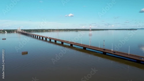 Wallpaper Mural An aerial shot above the automobile bridge in Posadas, Misiones, Argentina.  Torontodigital.ca