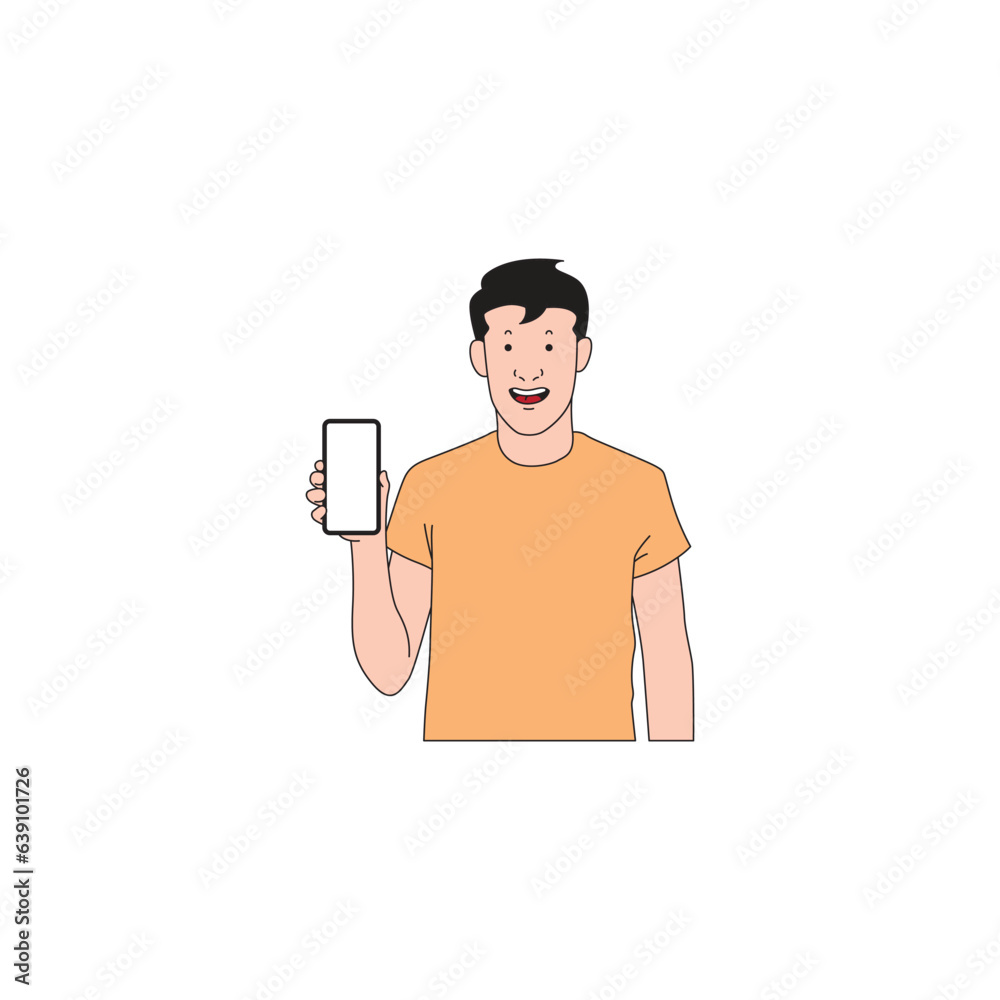 a man is showing his cell phone a man is showing his cell phone