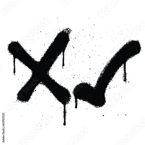 Graffiti spray paint Symbol tick, cross Isolated Vector