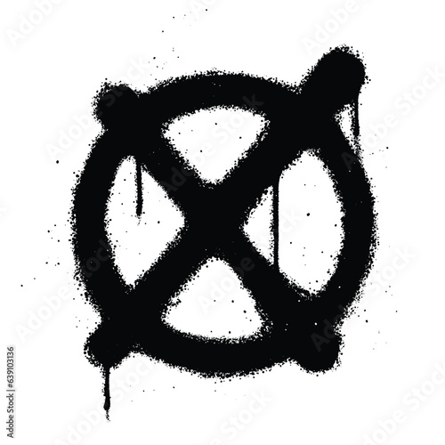Graffiti spray paint Symbol circle with cross Isolated Vector