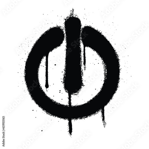Graffiti spray paint Power Button Isolated Vector