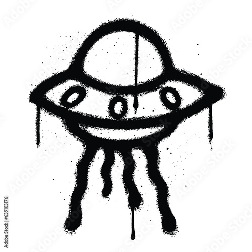 Graffiti spray paint Ufo Isolated Vector