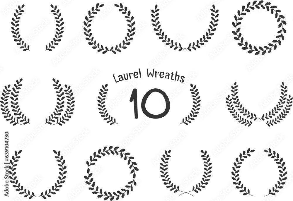 10 Hand drawn laurel wreaths