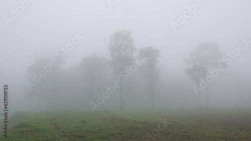The first wind that hits the thick fog in the morning.