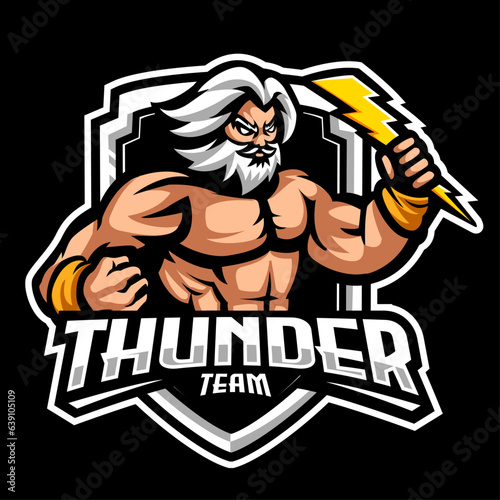Zeus Thunder God mascot esport logo design illustrations vector template