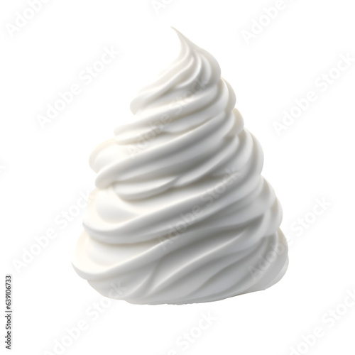 Whipped cream isolated on transparent or white background, png