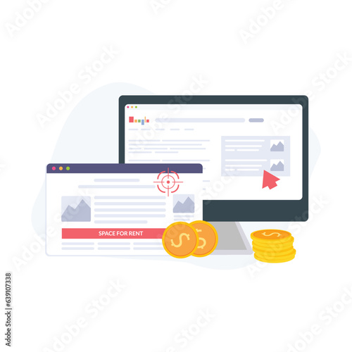 Pay Per Click advertisement illustration useable for both ios android and web