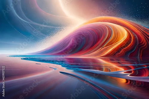 Vibrant tendrils of multi-color paint cascade downward, each droplet a miniature universe of hues and shades. A mesmerizing dance of colors frozen in motion, resembling a surreal rainfall Generated Ai