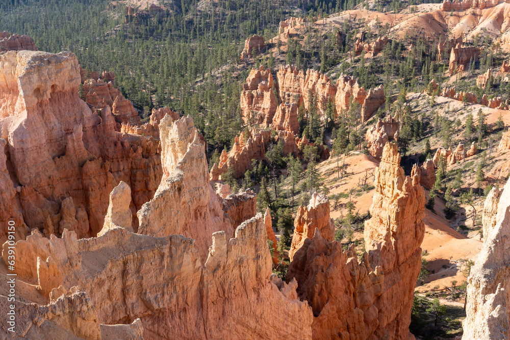 View of the Bryce Canyon National Park in southern Utah, USA, June 3, 2023. Bryce Canyon National Park is known for crimson-colored hoodoos, which are spire-shaped rock formations. View of the Bryce Canyon National Park in southern Utah, USA, June 3, 2023. Bryce Canyon National Park is known for crimson-colored hoodoos, which are spire-shaped rock formations.