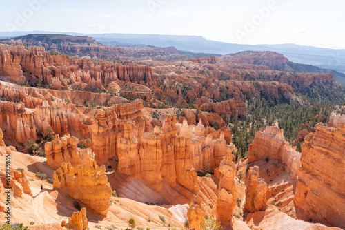View of the Bryce Canyon National Park in southern Utah, USA, June 3, 2023. Bryce Canyon National Park is known for crimson-colored hoodoos, which are spire-shaped rock formations. 