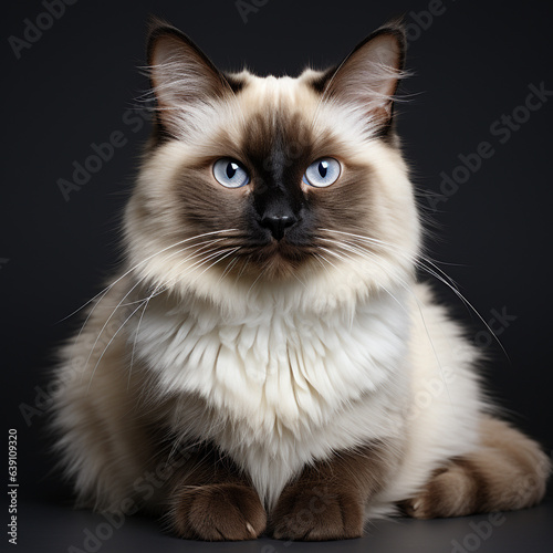 a Siamese cat on a white background