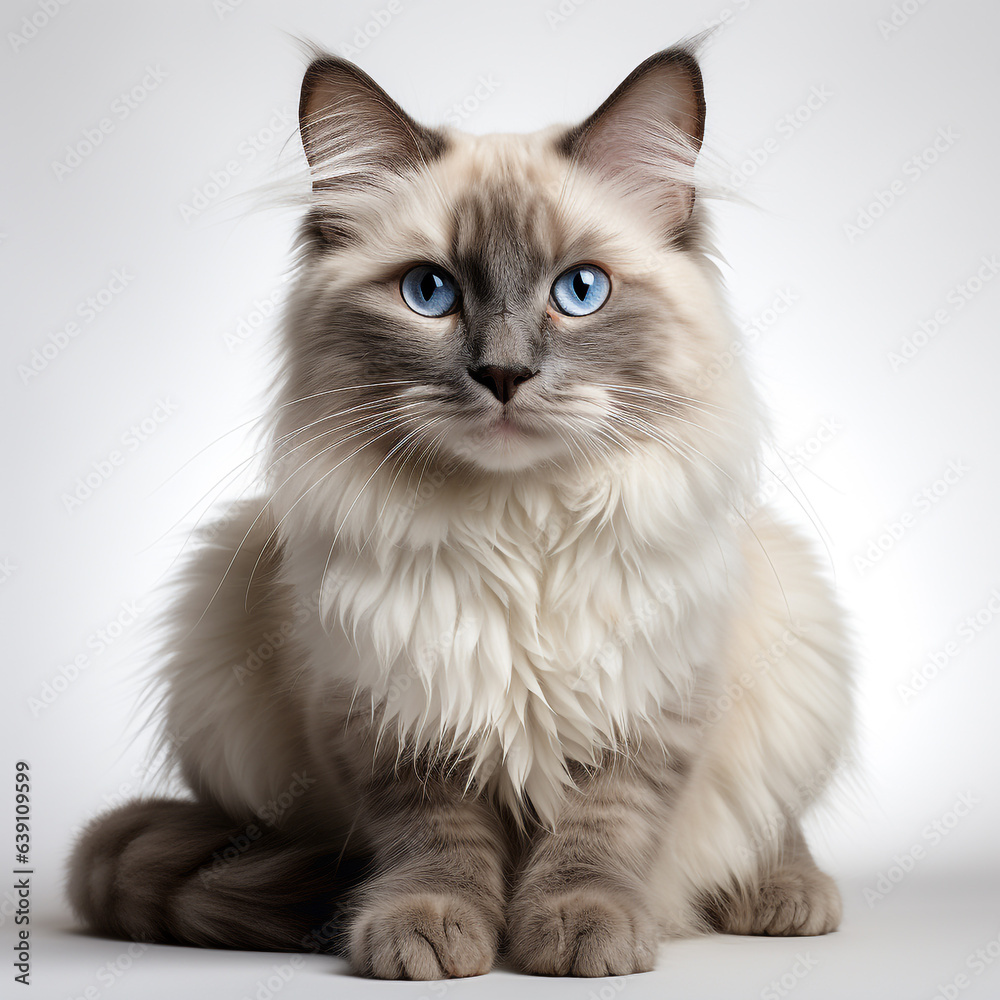 Obraz premium a Siamese cat on a white background