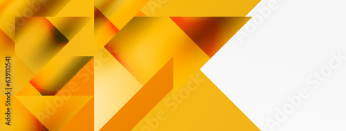 Vivid abstraction unfolds. Triangles in seamless harmony, composing dynamic geometric backdrop. Interplay of angles and hues forms captivating tapestry, evoking modernity and artistic allure