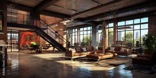 Corporate office interior modern loft design.