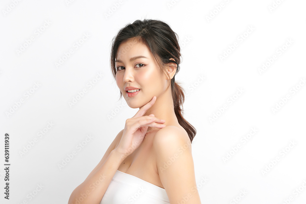 Beautiful young asian woman with clean fresh skin on white background, Face care, Facial treatment, Cosmetology, beauty and spa, Asian women portrait. Beautiful young asian woman with clean fresh skin on white background, Face care, Facial treatment, Cosmetology, beauty and spa, Asian women portrait.