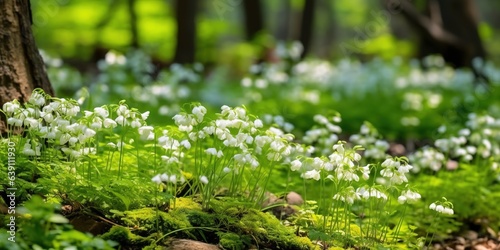 Forest wildflowers Cardamine pentaphyllos in spring