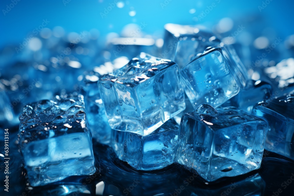 ice cubes on blue ice cubes on blue