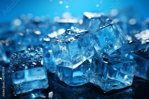 ice cubes on blue