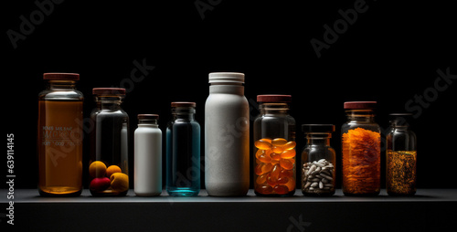 bottles of medicine. Generative Ai content