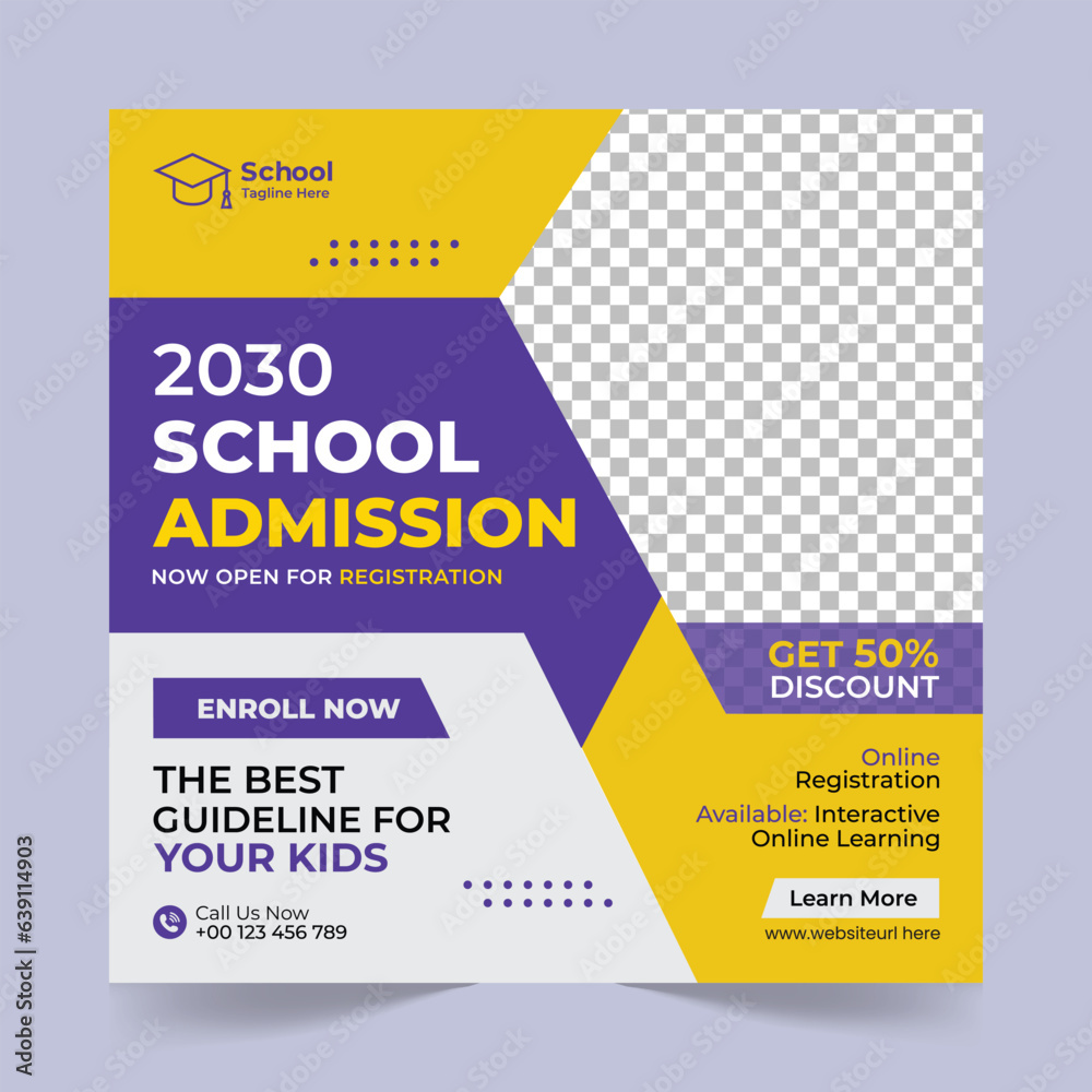 School Admission social media post design template, Back to school social media template or banner design template, Admission social media post design,School Admission promotional banner School Admission social media post design template, Back to school social media template or banner design template, Admission social media post design,School Admission promotional banner