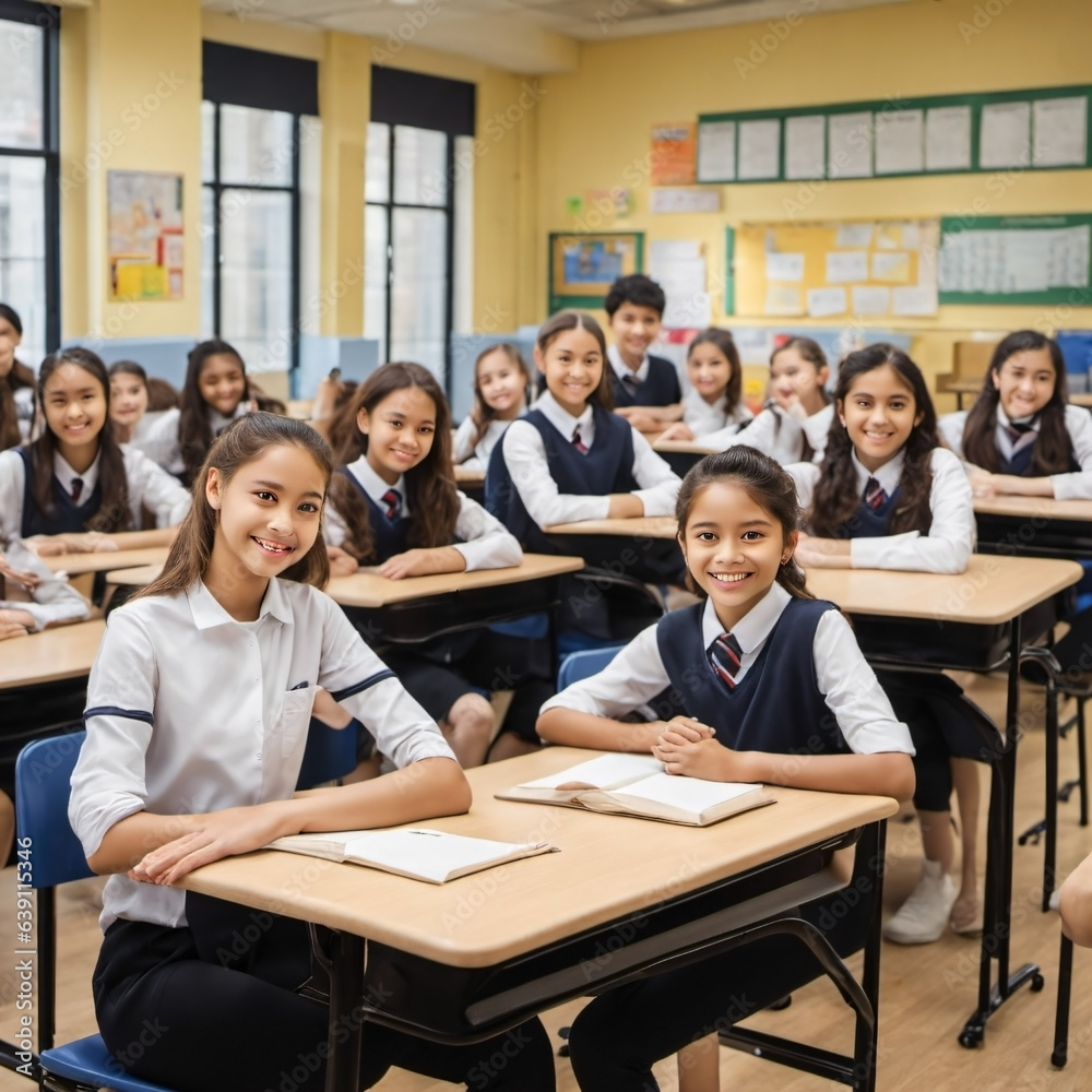 High school and college students engage in focused learning, seated at classroom desks with textbooks, fostering academic growth