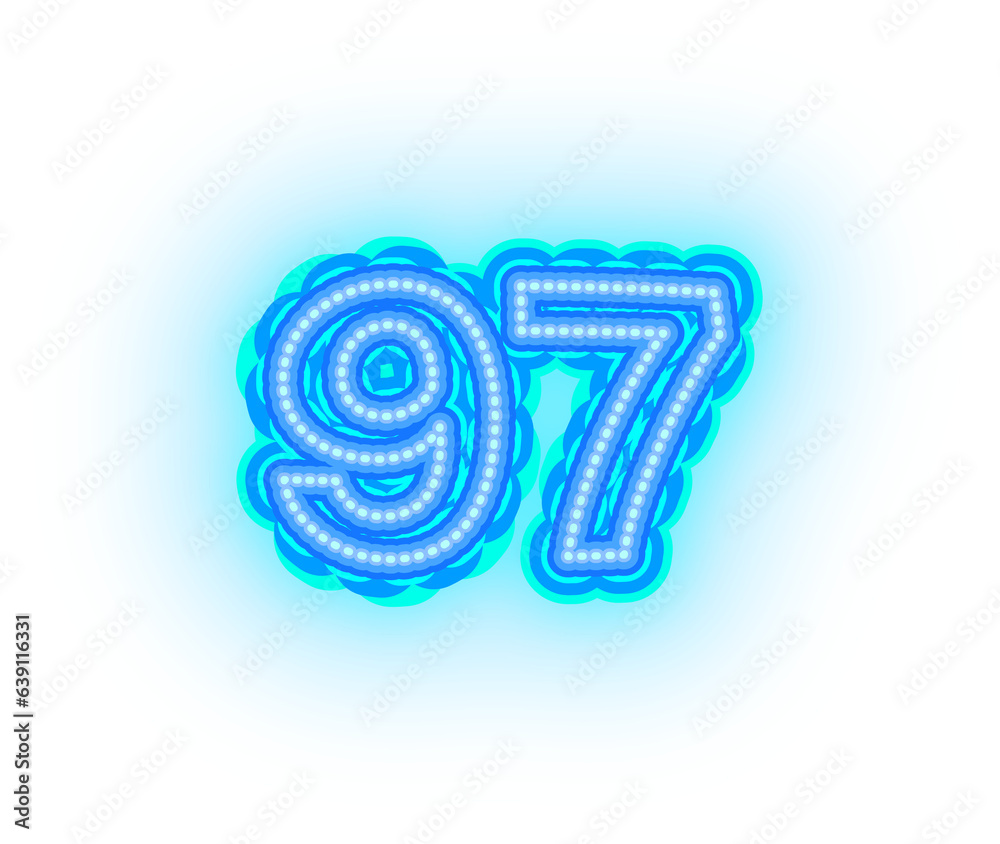 Blue neon alphabet letters, numbers, and signs on a transparent background Blue neon alphabet letters, numbers, and signs on a transparent background