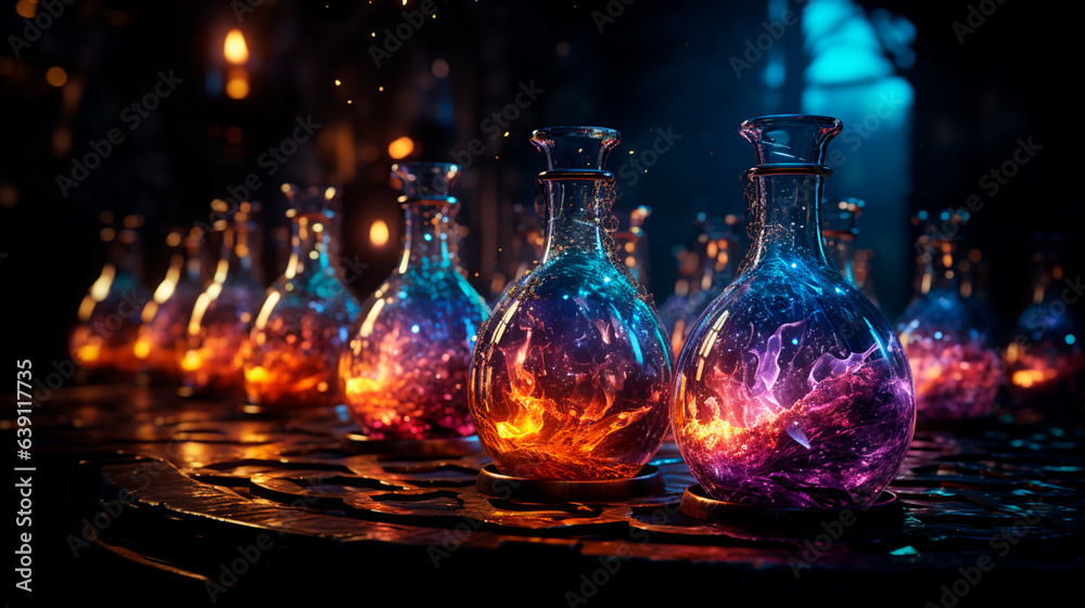 magic bottle with burning candle magic bottle with burning candle