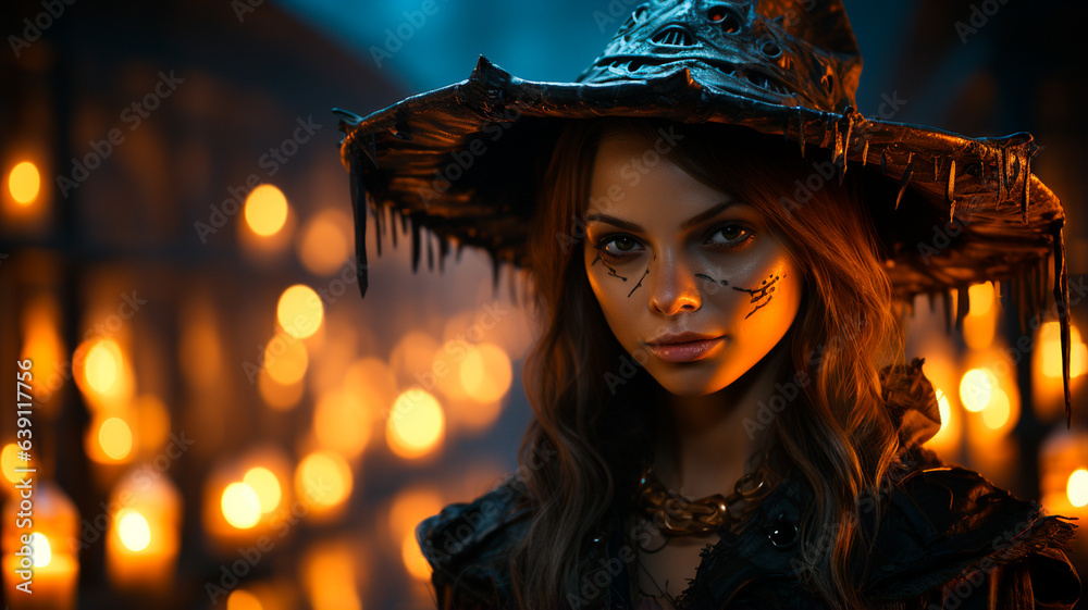 beautiful witch with burning candles beautiful witch with burning candles