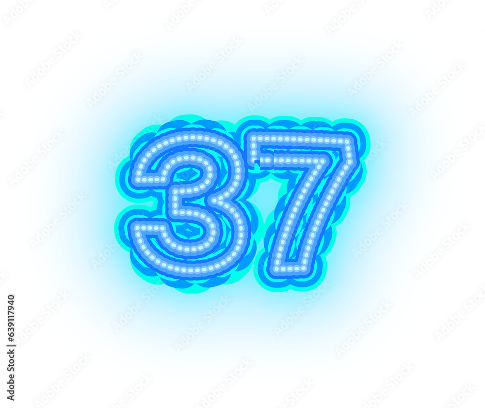 Blue neon alphabet letters, numbers, and signs on a transparent background Blue neon alphabet letters, numbers, and signs on a transparent background