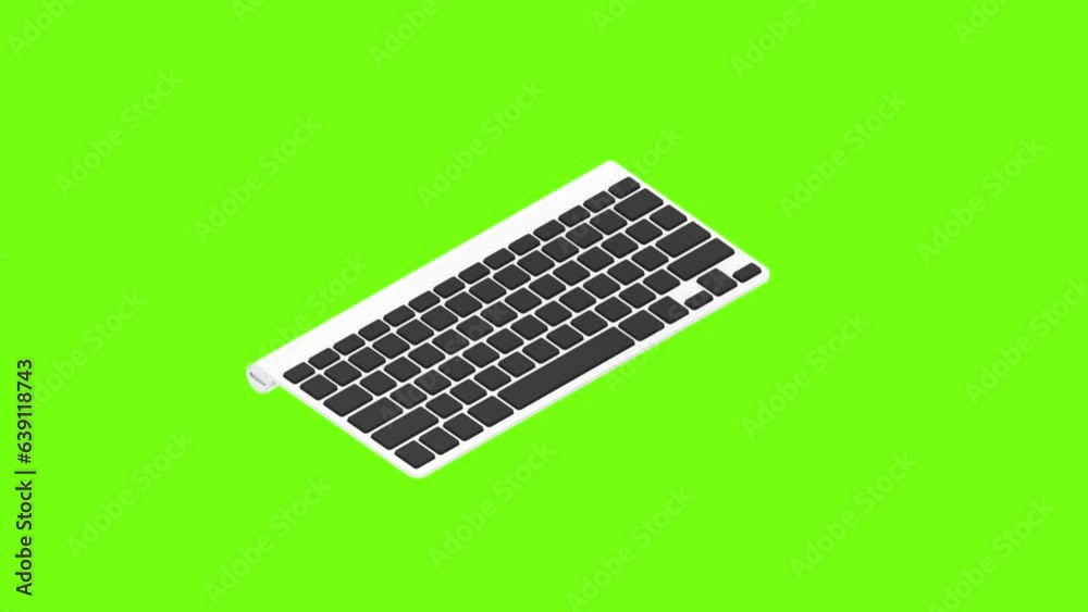 Keyboard animation on green screen. Keyboard icon animation with key ...
