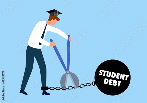 Student debt free concept vector illustration. Education loan free.