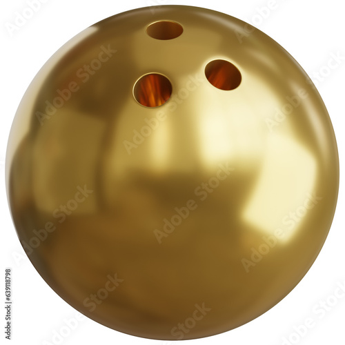 3d render of bowling ball with golden shiny.