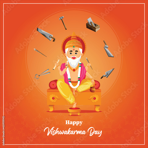  Vector God vishwakarma puja celebration card background photo