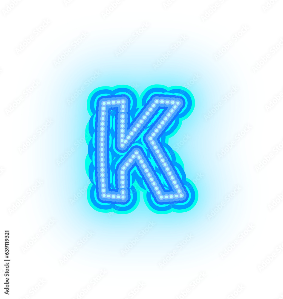 Blue neon alphabet letters, numbers, and signs on a transparent background Blue neon alphabet letters, numbers, and signs on a transparent background