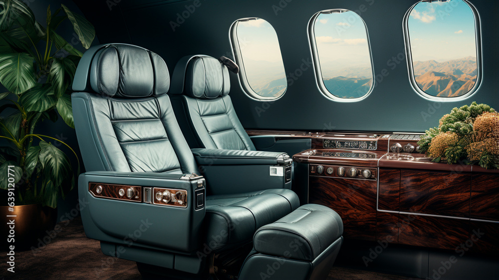 modern luxury airplane in interior